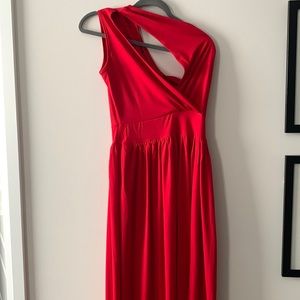 Red long dress. Slit on left side. Size small.